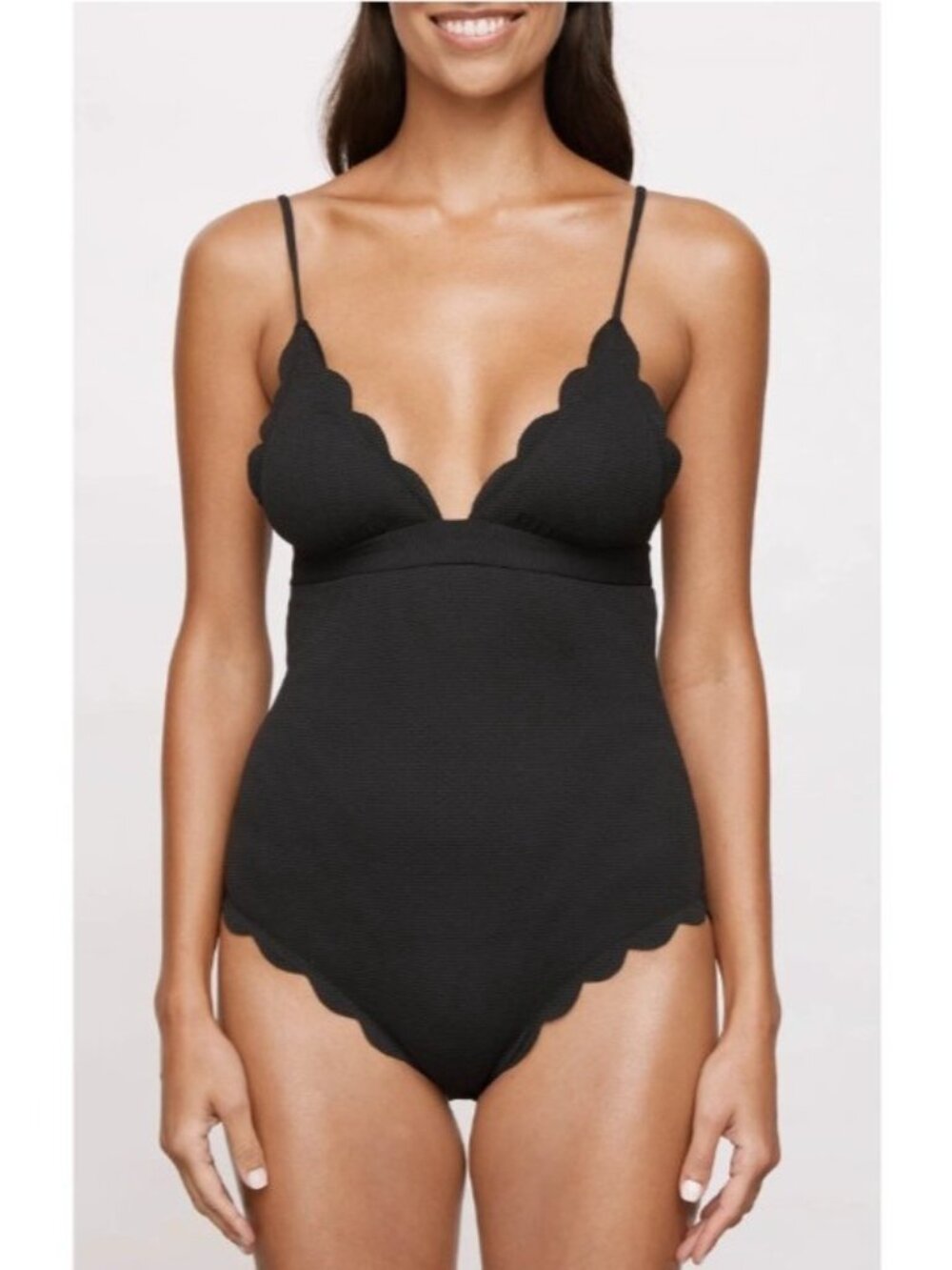Marysia Santa Clara Women's Scalloped One Piece Swimsuit Navy Blue Size S